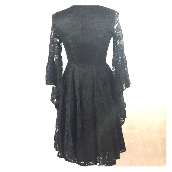 Punk Trash Royalty Gothic black lace gathered gown - Picture 3 of 7